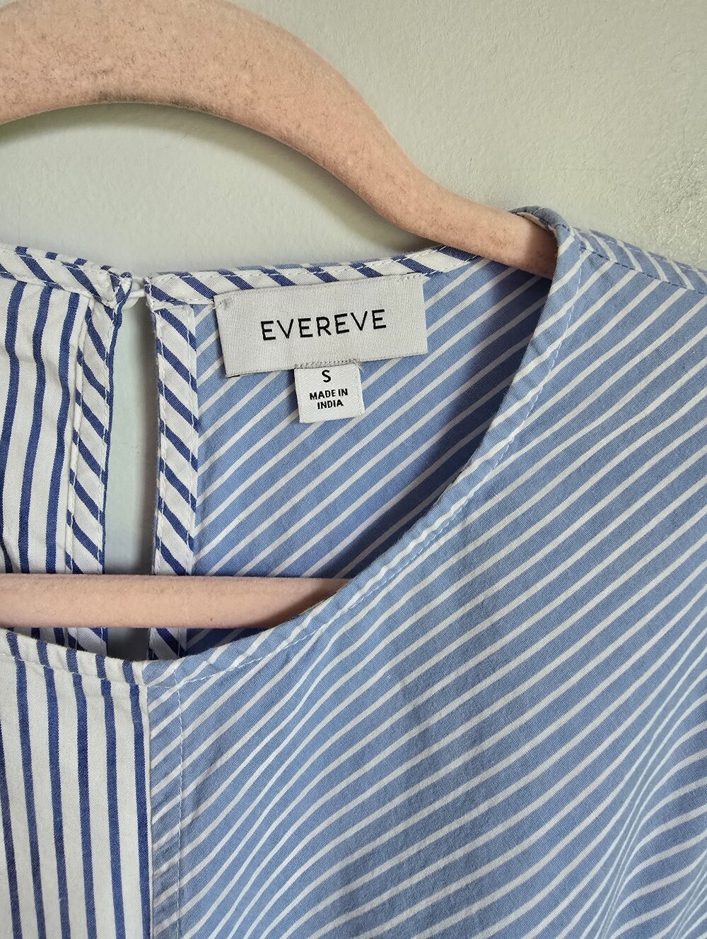 Evereve Vela Bluestripe Contrast Stripe Muscle Cotton Poplin Top Shirt SZ Small - Picture 9 of 12